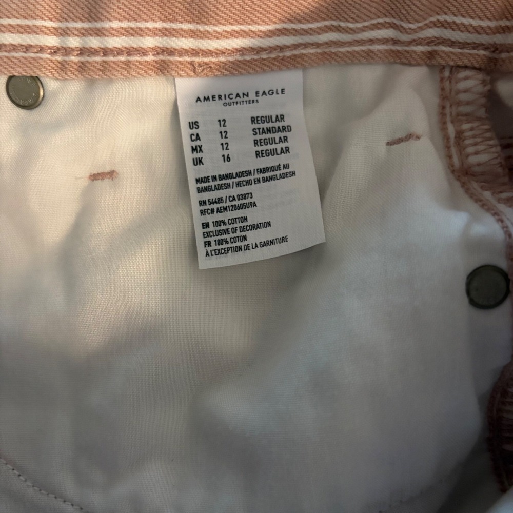 American Eagle Pink and White Striped Cuffed Shorts (Women's 12) - Picture 6 of 6